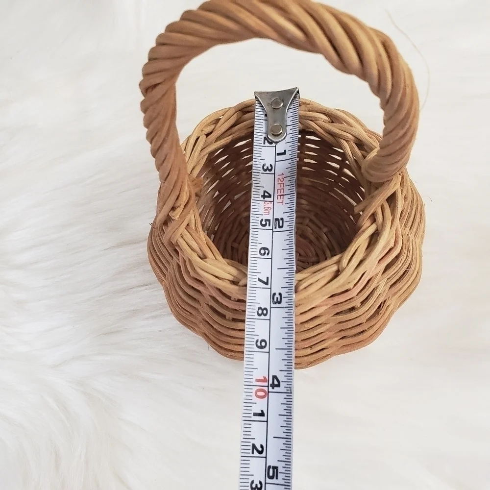 Mini long handle basket miniature boho